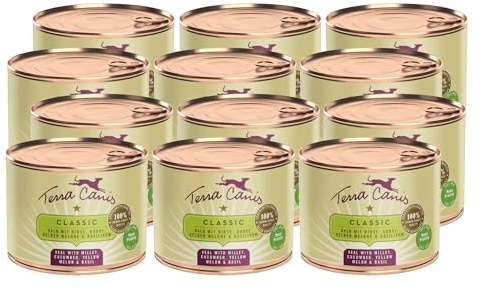Terra Canis Vitello, radice di prezzemolo, ribes & mango - Alimento umido Grain-Free, 6x800g I Alimento premium per cani con ingredienti di autentica qualità human-grade al 100% I Gluten-free
