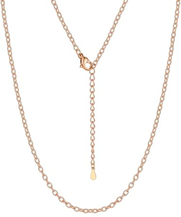 Suplight Halskette Damen Rosegold 58cm Kette Ohne Anhänger 2mm dünne Panzerkette Edelstahl Gliederkette Charms Choker Kette Collier Wasserfest Cable Chain Necklace Geschenk für Muttertag