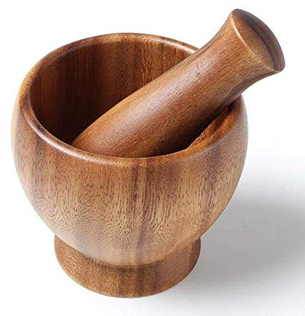 OWOHYG Ensemble de mortier et Pilon en Bois Fait à la Main - pour la Cuisine - Bol à épices et broyeur à Main Rustique - Broyeur Manuel décoratif Fait à la Main