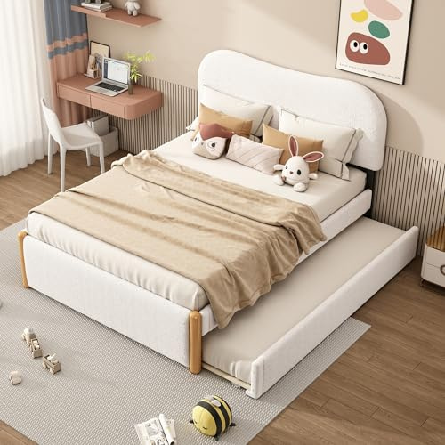 Dolamaní Cama doble de 140 x 200 cm con práctica cama plegable extensible, sin colchón, color blanco