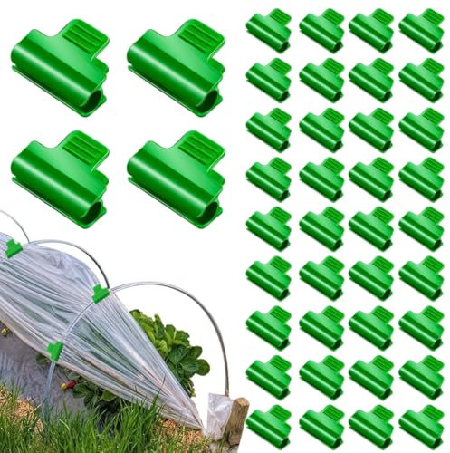 WUSJCOF 40 Pezzi Clip per Telo Ombreggiante, Clip per Rete Ombreggiante Verde, Clip per Rete Antigrandine, Tunnel di Plastica e Rete Antinsetto, Accessori per Piante da Giardino, 11 mm
