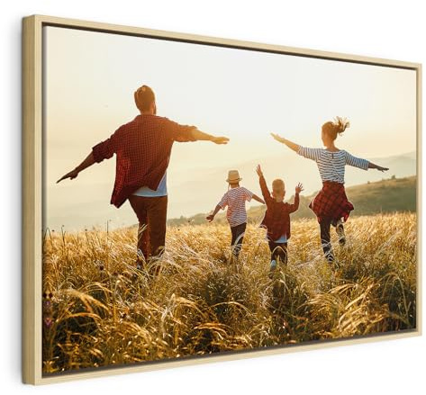 murando - Quadro Personalizzato con Foto, 120x80 cm, Cornice Naturale | Tela Strutturata, Chiodi Inclusi, STAMPA FOTO ONLINE, Idea Regalo Personalizzabile per Anniversario, Telaio in Legno