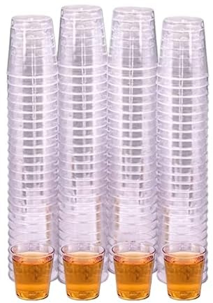 PinkWebShop Plastic Shot Glasses and Dessert Cups | 30ml Shot Glass | Strong Durable Plastic Glasses for Parties, Events, and Sample Tasting | Crystal Clear and Elegant Design (200, Transparent)