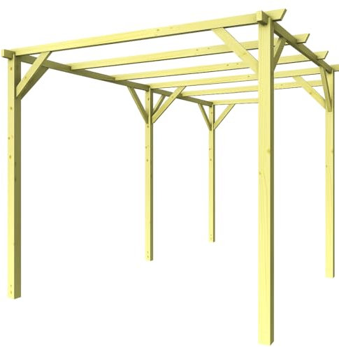 Pergola da Giardino CARPORT 3x5 metri H 247 Cm in Legno per Esterni