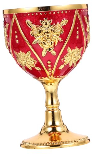 FUNNETOYU Copa De Vino De Aleación Vintage Diseño Repujado, Tamaño Pequeño, Metal Resistente y Estable, Apta Para Licores y Whisky, Adecuado Para Fiestas y Uso Doméstico, Color Oro Rosado