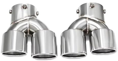 Tailpipe Modification Quad Car Exhaust Tip For BMW G42 M240i 2021+ Dual Exhaust Pipe Tip Exhaust Nozzle Tailpipe Exhaust Tip Trim(Silver)