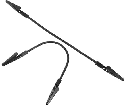 TOYZFRIENDY Pinzas de Cocodrilo Doble Cara para Fijar Fotos y Cables, Soporte para Alambre de Soldadura, Clips Negros Resistentes y Flexibles, Ideales para Notas y Bricolaje, Pack 2 Unidades