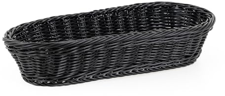 TECHNICA Brotkorb aus Polyrattan – Korb 375x150x70 mm | Spülmaschinengeeignet Korb geflochten Ideal für Buffet, Restaurant & Hotel Aufbewahrungskorb Hygienisch & langlebig – Schwarz