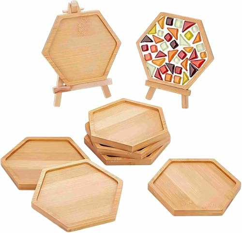 8 Stück 10-cm-Untersetzer, Untersetzer aus Holz, Untersetzer aus Bambus, Kerzenhalter, DIY-Bastelartikel aus Holz, Mosaik-Zubehör, Getränke, Kaffeetassen