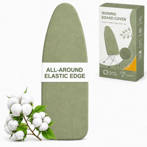 CEYOME Ironing Board Cover, 115 x 40 cm, Green | Ironing Board Covers Large, Thick Padding, Adjustable Fastener, Scorch & Stain Resistant, Heavy Duty Padded