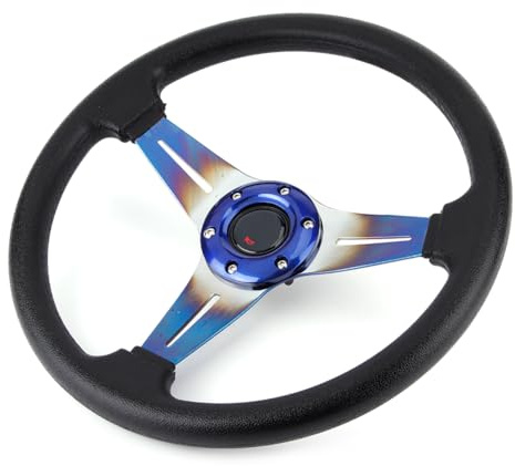Nosqew Universal PU Sport Racing Steering Wheel Soft Comfortable Durable Drifting Wheel Accessory for Any Vehicles s Shown