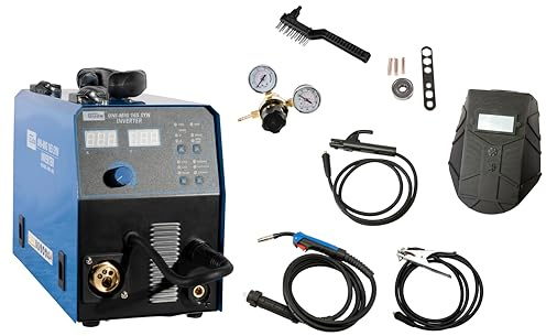 Güde Universalschweissgerät Uni-Mig 165 SYN (230 V, 4 in 1, 160 A max. Schweißstrom, 20-160 A Regelbereich, inkl. Elektrodenhalter, Schlauchpaket, Masseklemme, Druckminderer, Schweißschild, etc.)