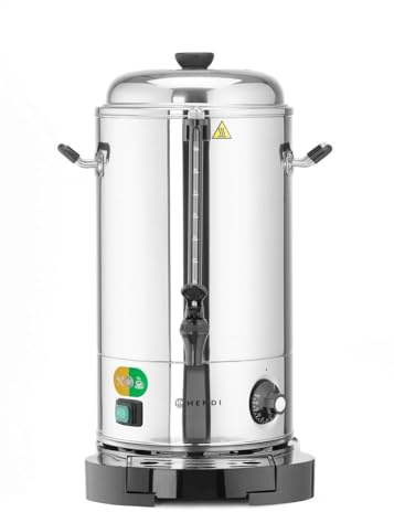 HENDI Distributeur de Boissons Chaudes Électrique, Double Paroi, Thermostat Réglable jusqu’à 110°C, 9L, 230V, 2200W, 322x390x(H)522mm, Acier Inoxydable
