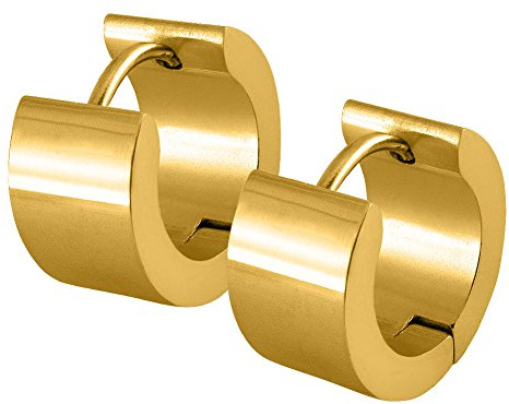SoulCats® 1 par rostfritt stål fällbar creolen creolen örhängen dam silver svart guld blå matt, colore: Ø 14 mm/7 mm bred, cod. C20_9