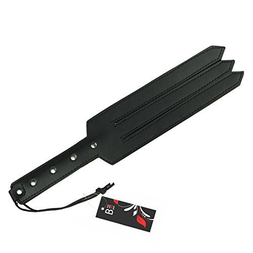 AZOTADOR DE CUERO HECHO A MANOTRIDENTE con punta dividida en tres - 100% piel de vaca/Azotador erótico, pala, látigo para SM, BDSM y bondage
