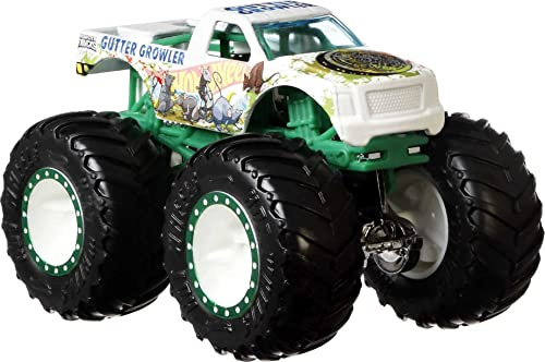 Hot Wheels GBP23 - Monster Trucks 1:64 Die Cast Sortiment mit riesigen Rädern, Geschenk für Kinder von 3 bis 6 Jahren, Enthält 4 Spielzeugautos, Schwarz, 4er Pack