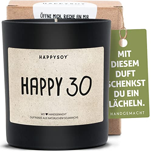30. Geburtstag Soja Duftkerze im Glas mit Spruch - natürlich handgemacht - persönlich nachhaltig Geschenk beste Freundin Freund Tochter Sohn Partner dreißig 30ster happy birthday Liebe Glück