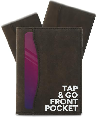 AKIELO Cartera de Hombre Plegable con Bloqueo RFID, Lengüeta Extractora y Caja Regalo – Elegante Cartera para Hombre y Tarjetero “Tap N Go” (Oscar - Edición Moca Oscura)