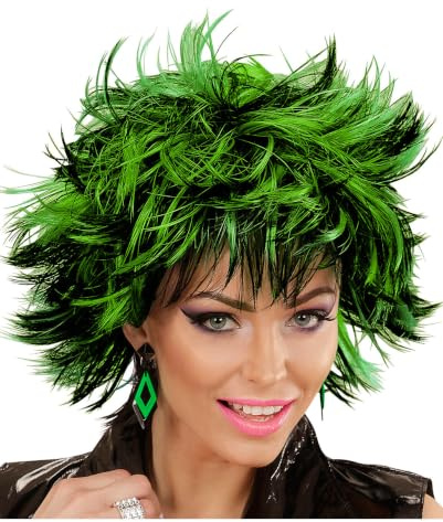 Horror-Shop Schwarz-grüne Steamy Perücke als Kostüm Zubehör für Halloween & Karneval