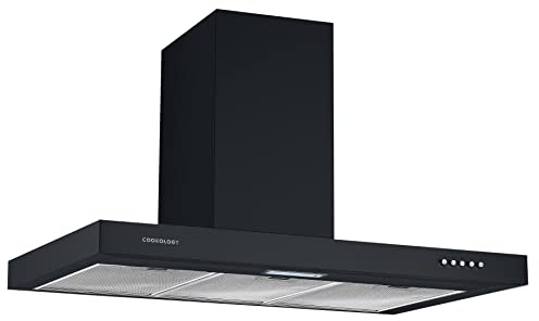 Cookology TSH901BK A+ Energy Rated 90cm Chimney Cooker Hood Extractor Fan, 3 Speed 315m3/hour, LED Lights, Wall Mount Range Hoods - in Black