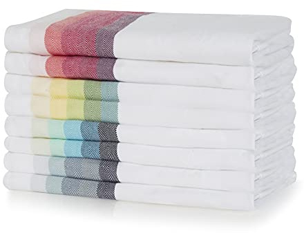 Sticky Toffee 100% Baumwolle Geschirrtücher, Pink Herringbone 8 Packung von Küchentüchern | 50 x 70 cm | Pink, Türkis, Grau, Gelb/Grün | Absorbent Restaurant Bar Glasküchentücher
