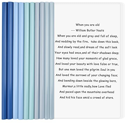 10 Feuilles A4 Dossier de Fichiers, Plastique Chemise de Couvertures de Rapports, A4 Reliure Présentation Dossier avec Barre Coulissante pour Accueil École Bureau Documents Organisateur (A)