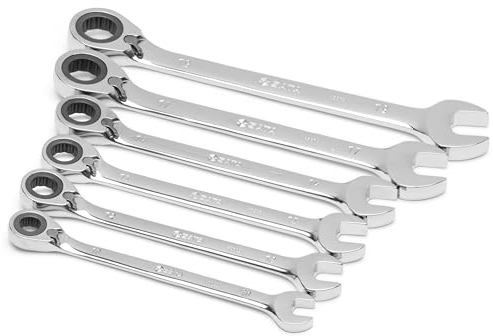 SATA ST09080SJ, Ratschen Ringmaulschlüssel, Ratschen Gabelringschlüssel, Ratschen Gabelschlüssel, Ratschen Schraubenschlüssel, 10-19 mm/ 0.39-0.7 inch, 6 Tlg.