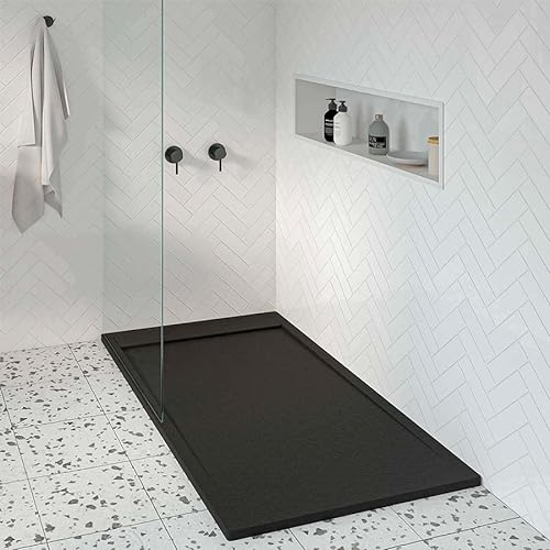 KOES - Plato de Ducha de Resina Modelo AMUR – 70x100 – Negro RAL 9005