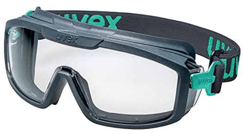 uvex 9143297 Vollsichtbrille Grau, Blau i-guard+ planet, verstellbares Recycling Kopfband, beschlagfrei, kratzfest, chemikalienbeständig