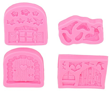 4 STÜCKE Silikon Garten Silikonform Tür Pilz Blumenmuster Schokoladenformen für Zuhause Bäckerei Vintage Fee Fondant Formen