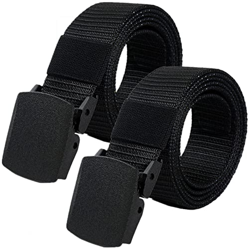Gürtel herren damen, leichter taktischer nylon gürtel größe bis zu 67 zoll mit militärischer kunststoffschnalle, 2 Stück