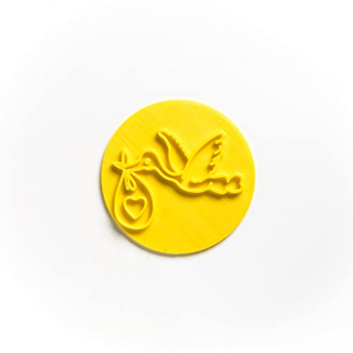 The Cookie Cutter Hub Tampon en relief bébé cigogne mignon pour cupcakes, fondant, glaçage, pâte à modeler, décoration de gâteau