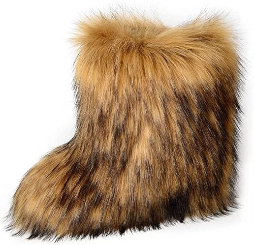 Chaussons Bottes de Neige Fourrure Femme Hiver Coloré Extérieur Intérieur