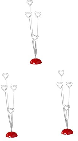 Hoement 3stücke Herzförmiger Fotoclips Halter Aus Resin Silber Und Rot Köpfe Für Notizen Karten Und Erinnerungen Für Schreibtisch Und Dekoration Bei Hochzeiten Oder Partys