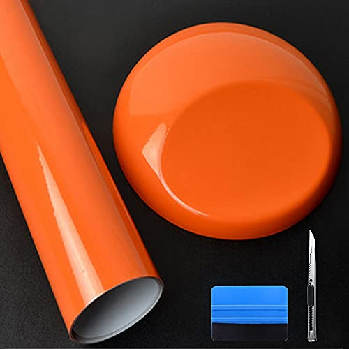 NewL Hochglänzende Vinylfolie Selbstklebend Orange 5 x 900 cm | Hochglanz-Oberfläche, Montagewerkzeug inkl., Luftkanäle, dehnbar, für den Außenbereich geeignet, Autos, Motorräder, Möbel