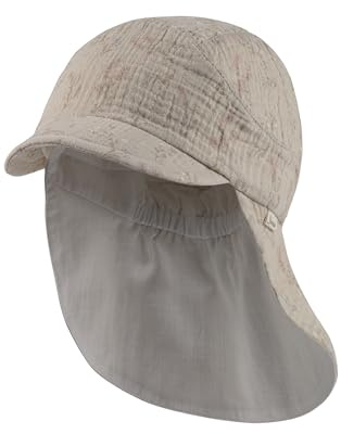 Sterntaler Schirmmütze mit Nackenschutz Gräser - Kinder Mütze - Schirmmütze Mädchen mit Druckmuster - Sonnenkappe aus Baumwolle - beige, 55