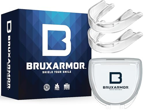BruxArmor Custom Fit Mouth Guard for Sleep and Grinding, 2-Pack, Clear