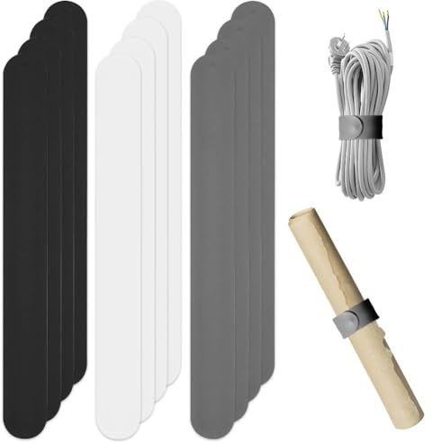 YANGSHINE 12 pz bianco nero grigio flip wrap strisce di metallo rivestite in silicone flip 2,5 x 21,6 cm supporto per carta da imballaggio supporto poster supporto rotolo di carta stabilizzatore