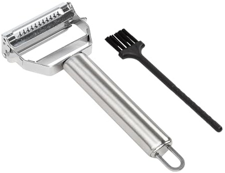 Tasty Julienne Vegetable Peeler with Cleaning Brush, Sharp Stainless Steel Blades, 2 Piece Set, Dishwasher Safe
