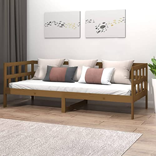 ZEYUAN Tagesbett Honigbraun Massivholz Kiefer 90x200 cm, Schlafsofa, Daybed, Bettsofa, Sofa Bed, Sofabett, Schlafcouch, Jugendbett, Bettgestell, Bettcouch - 820210