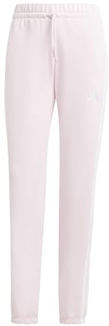adidas Women's Essentials 3-Stripes French Terry Cuffed Pants, Clear Pink/White, M