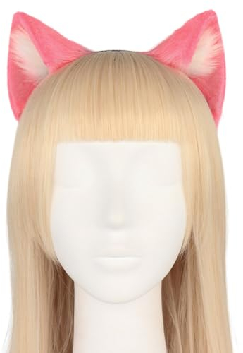 Huamengyuan Plüsch Katzenohren Haarreif Cosplay Tierohren Kopfschmuck Verstellbaren Kunstpelz Katzenohren Flauschiger Tierohren für Halloween Weihnachten Cosplay Party
