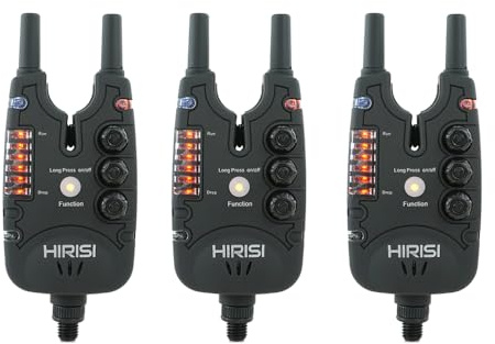 Hirisi Tackle Ensemble de détecteur de touche étanche pour pêche à la carpe avec 9 LED et réglage du volume, du ton et de la sensibilité Accessoires de pêche (noir-3)