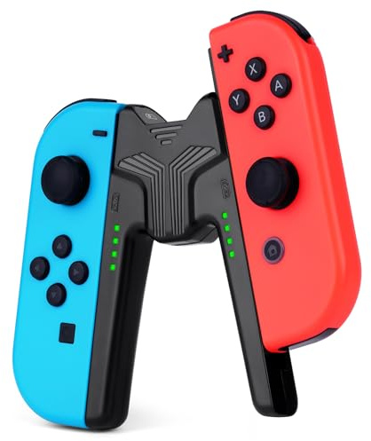 OFFCUP Joy Con Charging Grip Handle for Nintendo Switch/OLED, Joystick Charging Comfort V-Shaped Game Grip Controller with Battery Indicators, High Speed for Joy-Con Charger Grip USB Type-C Cable