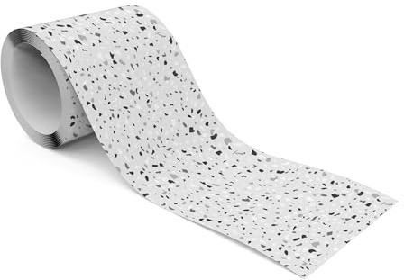 Muralo Bordüre Selbstklebend Graues Terrazzo-Muster - 10x300 cm | Tapetenbordüre, Modernes Design, UV-beständig, halbmatt, glatt und abriebfest - ideal für Wohnzimmer und Schlafzimmer