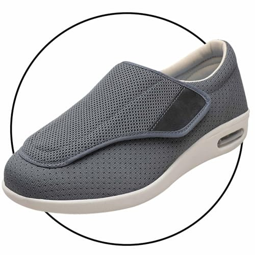 Möge Zapato Juanete Hombre Extra Anchos Zapatos Vendaje Ortopédico Verano Diabéticos Zapatos ortopédicos Ajustables Zapatillas para pie diabético Zapatos valgus de Pulgar(Gray,40 EU)