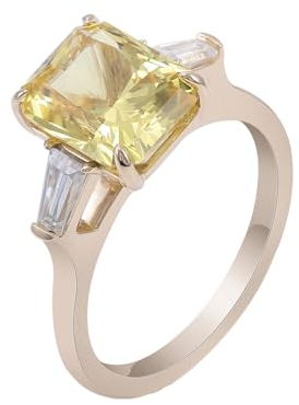 Epinki Echt Goldschmuck, Gold 750 Ringe, Klassiker Hochzeitsband mit Radiant 3ct Moissanit Gelb, 18K Gold Eheringe Antragsring Gr.58 (18.5)