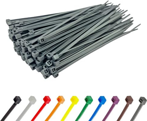 Silver Cable Ties (1000 Pack - 150mm x 3.6mm) Small Nylon Zip Ties Plastic Tie Wraps for Office Cable Tidy Garden DIY