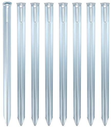 QWORK® 8X Metall Zelt-Heringe 30 x 2 cm - Halbrunde Robuste Erdnägel für Camping und Outdoor - Ideal für Normalen Boden - Mit Loch für Heringzieher