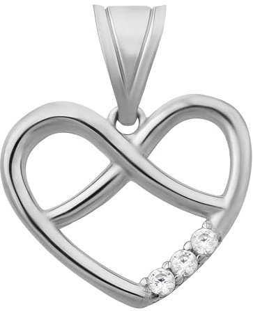 Ardeo Aurum Damen Herz-Anhänger aus 375 Gold mit Zirkonia 16x13 mm Eternity Infinity unendlich Symbol Weißgold